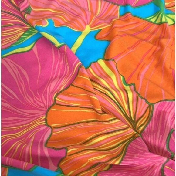 Trina Turk Juju Ginko Printed Jumpsuit Size L Pink Orange Flared Womens - Picture 8 of 11